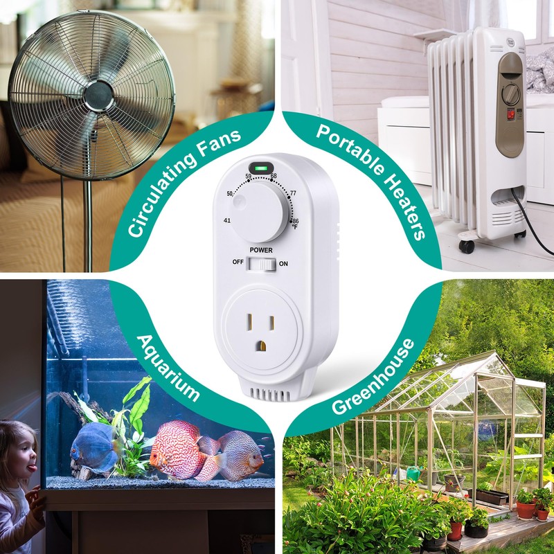 Gulfmew 2 Pack Adjustable Thermostat, Plug in Heating and Cooling