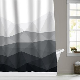 NOVAKA Cortina de Baño/Ducha, 180x180cm, Cortina De Baño Ducha Impermeable Degradada con 12 Ganchos, Impermeable, Facil de Lavar (Negro)