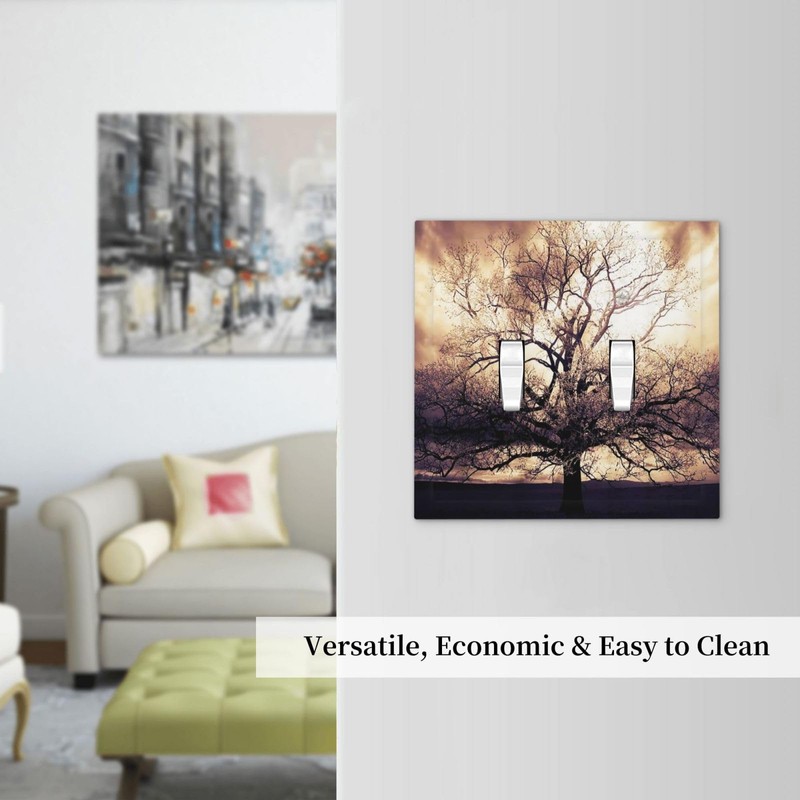 Brown Tree 2 Gang Toggle Light Switch Cover Double Toggle