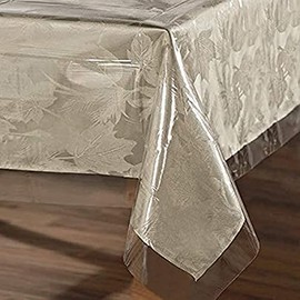 sancua 100% Waterproof Rectangle PVC Tablecloth - 60 x 60 Inch - Oil Proof Spill Proof Vinyl Table Cloth, Wipe Clean Table Cover for Dining Table, Buffet Parties and Camping, Crystal Clear
