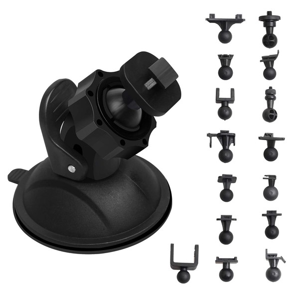 TiToeKi Dash Cam Suction Mount with 10+ Swivel Ball Adapters