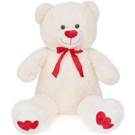 SNOWOLF 43" 47" 55'' Giant Teddy Bear Plush Toy Big Cuddly Stuffed Animals Doll Gift for Kids Girlfriend Christmas Gift Valentine's Day Baby Shower Graduation Birthday Gift:_White Heart_43in/110cm