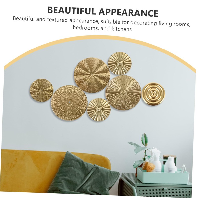 OSALADI 1set Metal Circle Wall Art Modern Decorative Sculpture for