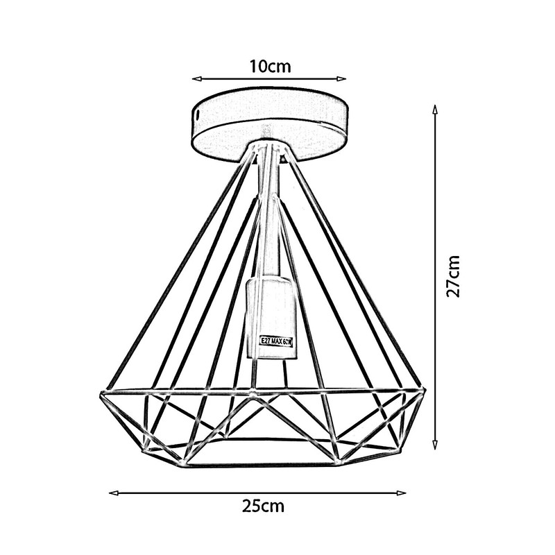 Retro Vintage Industrial Flush Mount Ceiling Light, Retro Pendant Lighting