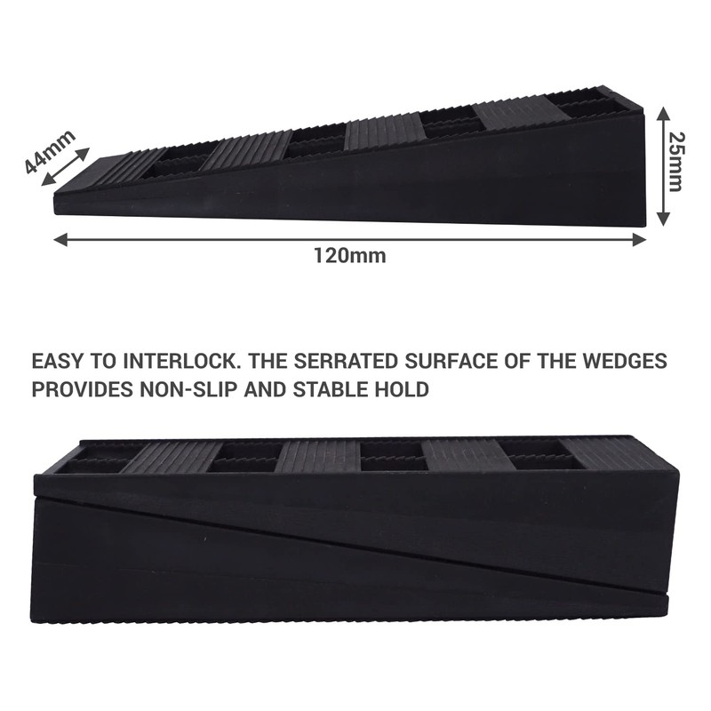 SKIR'CO (Pack of 4) Black Plastic Ridging Wedges 120x44x25mm Leveling