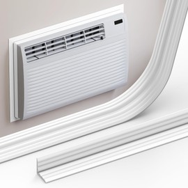 Flamorrow Self Adhesive Molding Trim for Through The Wall Air Conditioner, 90° Insulation Trim Frame for TTW AC Unit, Wall Mounted AC Plastic Decorative Edge for Seal Gap, Wind & Heat Insulation