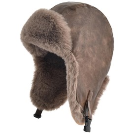 SOMALER Trapper Hat Men Women Winter Ushanka Hats Warm Faux Fur Aviator Trooper Hat Brown