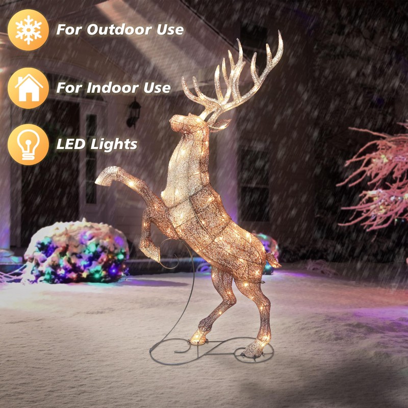 48" Lighted Elk, 90 UL Listed Warm White LED Lights