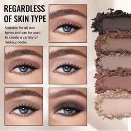 Yamobi 5 Colours Matte Eyeshadow Palette, Black Smokey Eyes Set, Neutral Nude Smokey Eyeshadow Palette, Mini Makeup for Natural Everyday Looks & Smokey Eyes (B)