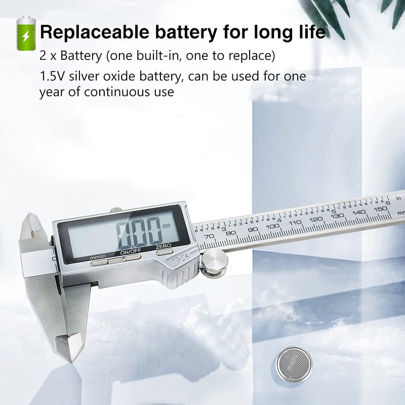Digital Caliper, 0-150mm / 0-6" Metric Inch Conversion Depth Gauge