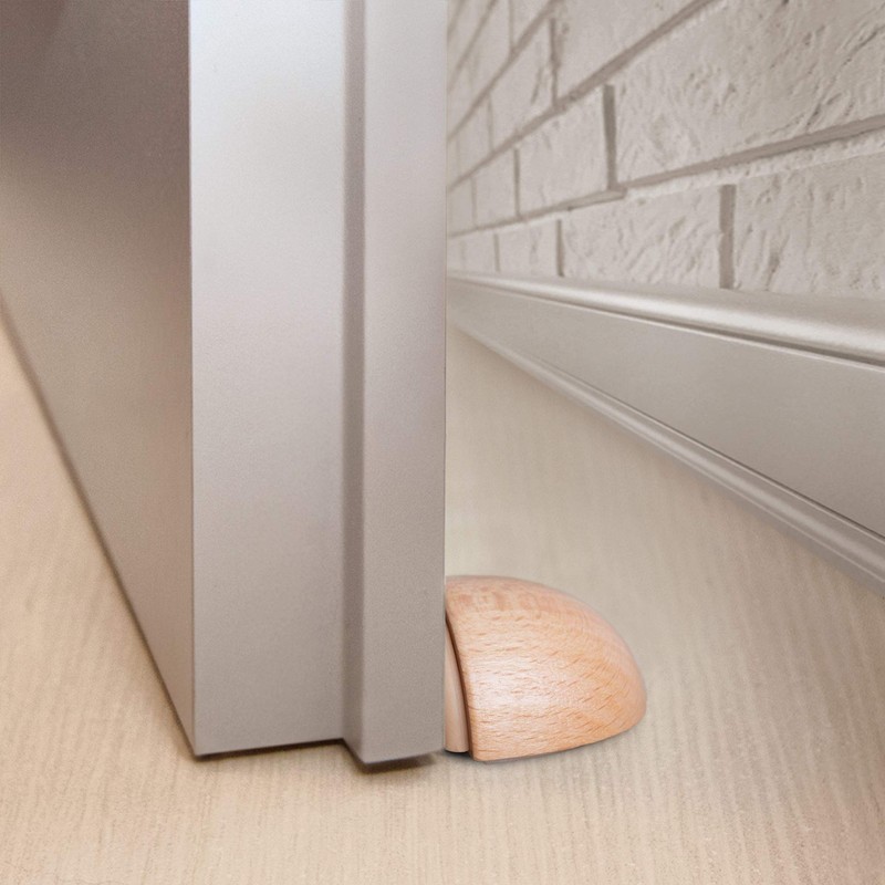 LouMaxx Wood Door Stopper, Set of 2, Beech, Floor Mount,