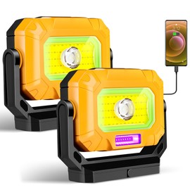 Keadeso 2 Pack Magnetic Work Light, 1500LM led work light, 4000mAh Rechargeable Work Light with 360°Rotating Magnetic Stand & Hook, 15 Modes, Magnetic flashlight for Car Repairing/Emergency/Camping