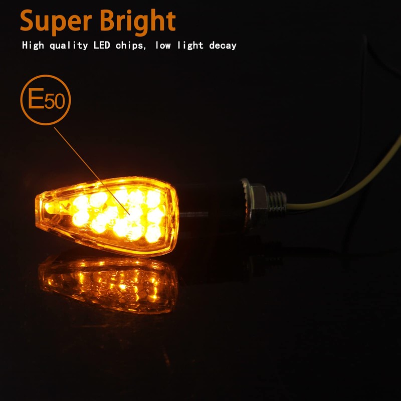 JMTBNO 4 x Motorcycle Indicator E Approved 14 LED Running