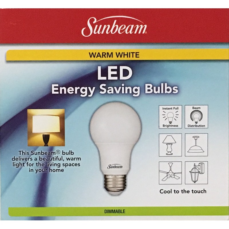 Sunbeam 100W LED DIMMABLE A19 / A21 Light 2 PACK,