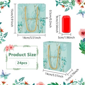 NBEADS 24 Stk. Geschenktüten mit Griffen, 7x14x15cm Kraftpapier-Taschen mit "Beautiful Day" Party Gunst Taschen Wiederverwendbare Tragetaschen für Einkaufen Hochzeit Geburtstag Party, Türkis