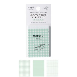 Marks MST-FA43-CMI Masking Tape Perforated Sheet "Muste" with Water-Based Pen Writing Tape Gingham Check Mint