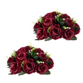 Centros de mesa de flores para mesas de boda: decoraciones de mesa de boda, bolas de flores de color burdeos, centros de mesa para compromiso, ceremonia, fiesta, centro de piezas, 2 paquetes