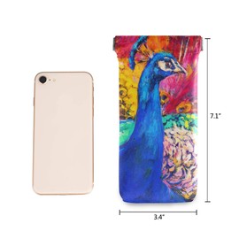 ZZAEO Sunglasses Pouch Squeeze Top Portable Microfiber Leather Eyeglass Case for Women (Peacock)