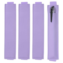uxcell 4 Pcs Adjustable Pen Loop Holder for Notebook, PU Leather Pen Holder Pencil Sleeve Elastic Strap Band Designed for Journals Clipboards, Notebooks, Journals, Calendars (Purple)
