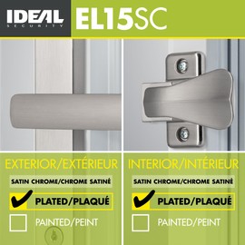 Ideal Security EL Keyed Lever Mount Latch with Deadbolt, Surface Mount Storm Door Handle Replacement, 2 Posts with Tie Down Screw, Satin Chrome
