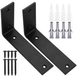 Shelf Bracket, Black, 90 Degree Shelf Bracket Angle Made of High-Quality Iron, Versatile Metal Angle for Wooden Shelves and Wooden Furniture, Pack of 2 Shelf Brackets, Black (150 x 100 x 38 mm)