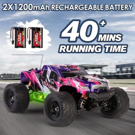 CurioToy 1:18 Scale RC Cars for Adults, 40KM/H Fast RC Cars 2.4Ghz Remote Control Car, 4X4 Off-Road Waterproof Monster RC Truck, Remote Control Truck with 2 Shells and 2 Rechargeable Batteries