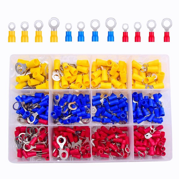 HUAZIZ 290 Pieces Ring Cable Lugs Set, Crimp Connector Set,