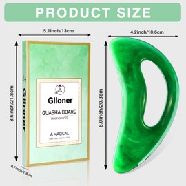 Giloner Large Gua Sha Massage Tool with Handle Large Lymphatic Drainage Massager, Resin Body Gua Sha Tool for Back Neck Face Legs, Cellulite Removal, Body Massage Tool for Women and Men (Green)