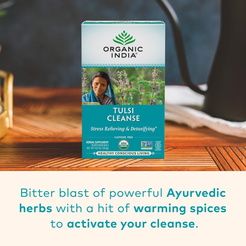 Organic India Tulsi Cleanse Herbal Tea - Holy Basil, Stress