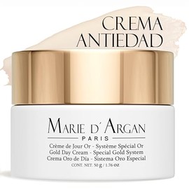 MARIE D' ARGAN Crema Facial Oro De Día 50g, Hidrata, Ilumina Y Reafirma, Reduce Arrugas Y Líneas De Expresión, Con Oro 24K, Péptidos Y Escualeno, Textura Ligera Sin Grasa