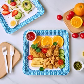 MUCHII 10 Inch Square Paper Plates, 140 Count Heavy Duty Bulk Disposable Paper Plates for Daily Use, Family Gatherings, Parties, Picnic