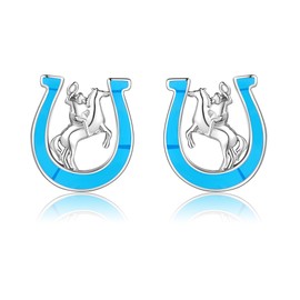 VENACOLY Horseshoe Earrings 925 Sterling Silver Horse Earrings Western Jewellery Gifts for Women and Cowgirls, Sterling Silver