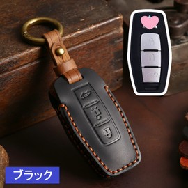 [YANMW] New Outlander Key Case, Compatible with Mitsubishi New Outlander PHEV Key Cover, Genuine Leather, Black
