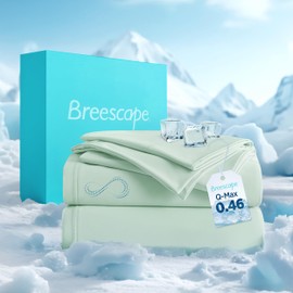 Breescape Cooling Sheet Set Cal King Size - BlendTek™ Dry & Cool Technology for Hot Sleepers and Night Sweats, Q-Max>0.46 Tech, Deep Pocket Up to 18", 360° Elastic Band, Mint Green