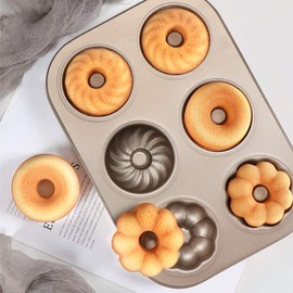 Donut Molds for Baking 6-Cavity, Beasea 2 Count Doughnut Baking Pan Nonstick, Donut Hole Pan Donut and Bagel Pan, Carbon Steel Mini Donut Pans, Donut Tray Bagels Mold for Oven