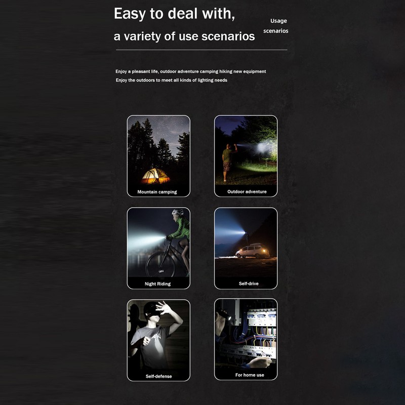 5800LM LED Waterproof Flashlight USB Rechargeable Outdoor Emergency Flashlight 5