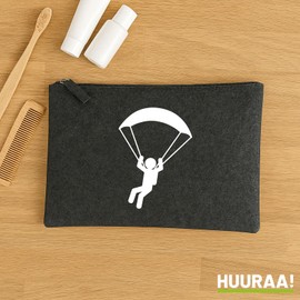 Huuraa Toiletry Bag Paragliding Gift 1 Litre Charcoal Felt Paragliding Gift Idea
