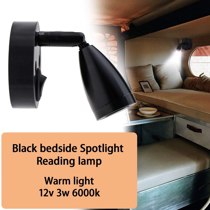 12V 3W LED Interior Spotlight Reading Light Adjustable Switch Warm