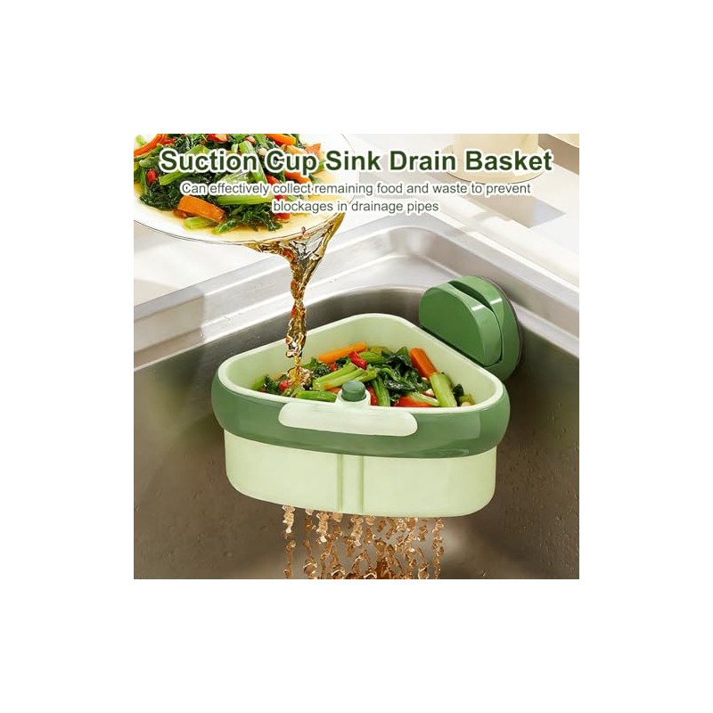 FARYODI Snap-Button Sink Strainer, Suction Cup, Corner Shelf Strainer with