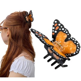 Butterfly Hair Claw Clips for Women, Big Sparkly Butterfly Acetate Hair Clips for Thick Thin Hair, Cute Black Hair Clips Gifts (black-butterfly)