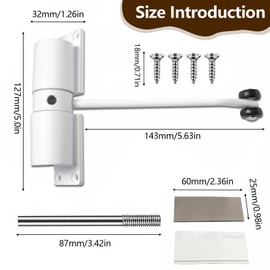 Automatic Door Closer, Adjustable Garden Door Closer, Door Closer with 4 Screws and Adjustment Lever, Automatic Buffer Closed for Home, Office, Bedroom