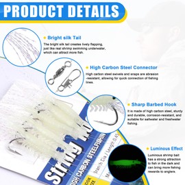 Fishing Shrimp Lure Rigs Kit 8 Packs Saltwater Fishing Bait Rigs Tackle Glow Shrimp String Hooks for Freshwater Saltwater