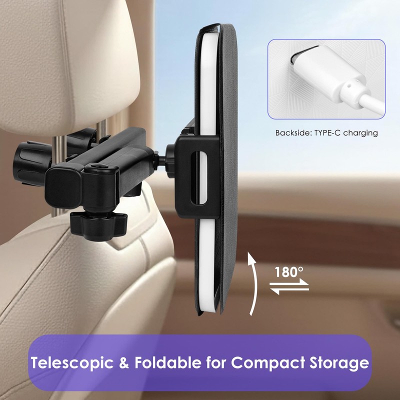 TOCCOOL Car Vanity Mirror with Lights, Headrest Mount Back Seat