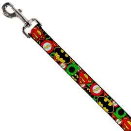 Buckle-Down Pet Leash - Justice League Stacked Logos - 4 Feet Long - 1" Wide