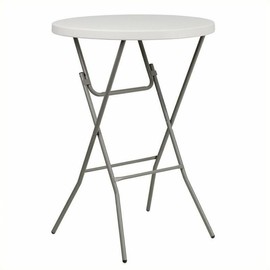 Pemberly Row Round Bar Height Folding Table in White
