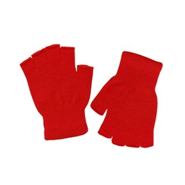 DOOVID Fingerless Gloves Winter Knit Warm Gloves for Women Men Stretch Mittens Half Finger Gloves Red