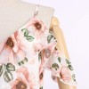 PopReal Mommy and Me Dresses Floral Print Cold Shoulder Ruffle