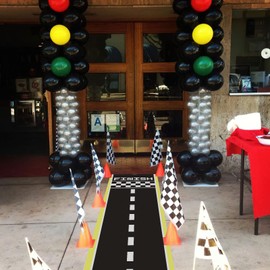 OOTSR 9.8 ft Long Race Track Floor Runner Mat, Racing Car Party Decoration for Racing Car, Birthday, Game, Sports, Table (1 Piece)