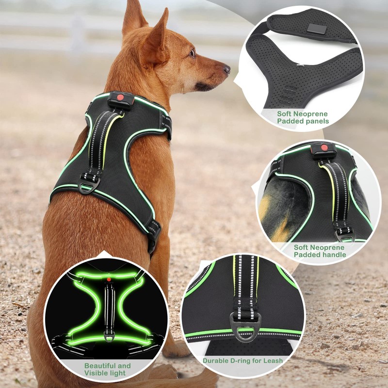 Light Up Dog Harness No Pull LED Dog Harness with