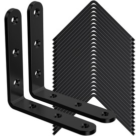 25Pcs Black Angle Brackets, 3”x 3” Heavy Duty Corner Brace, Metal Corner Brackets for Wood , 3MM 90 Degree Joint Hardware, 3inch Mounting Bracket for Wooden Furniture Cabinet Chairs Bookshelf